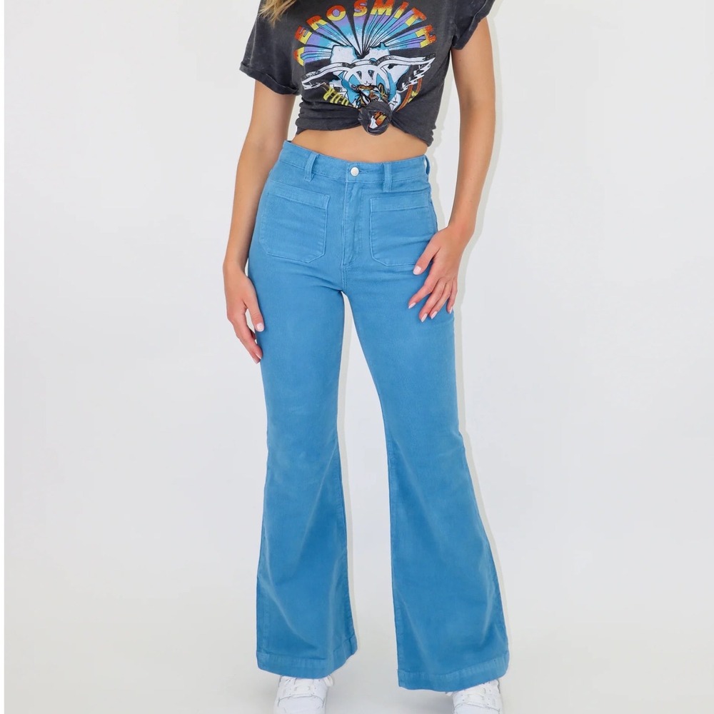 Rolla's Eastcoast Flare Pants Women Size 26 Blue Excellent Corduroy Retro Y2K
